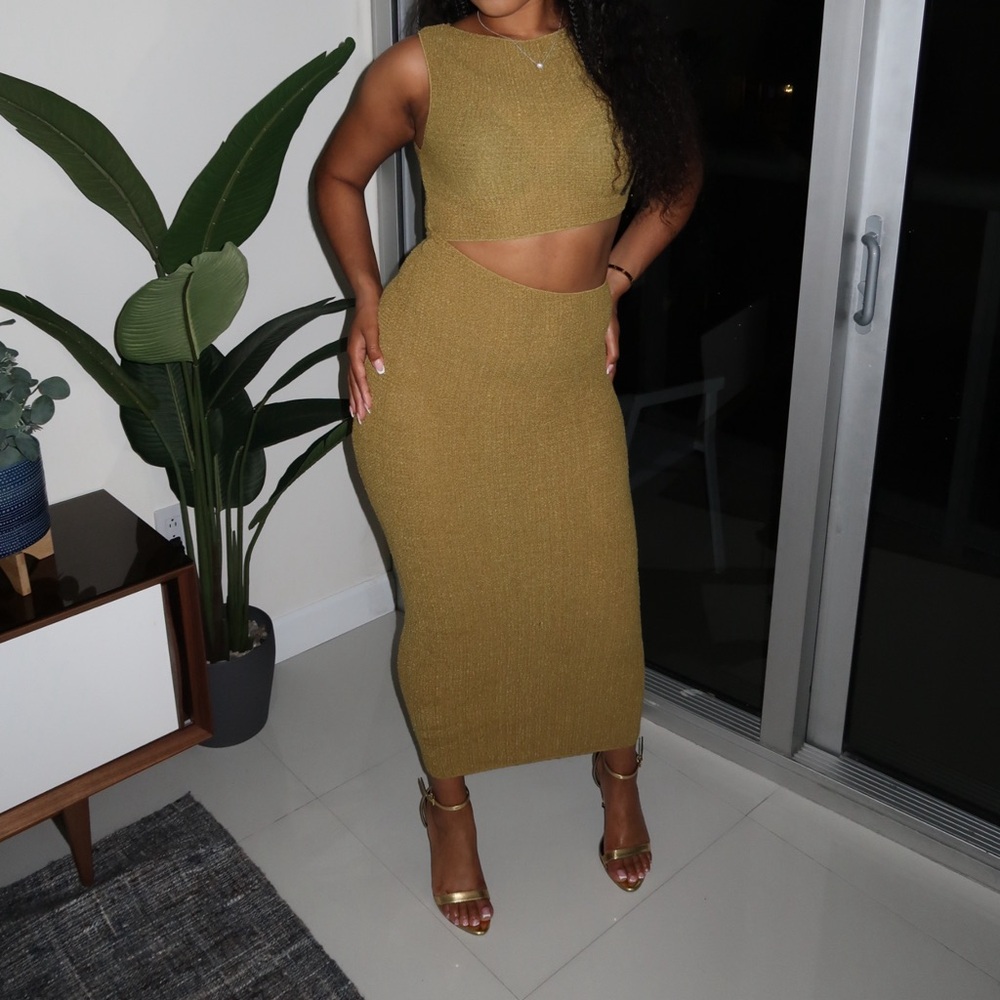 Zara Mustard Knit asymmetrical dress